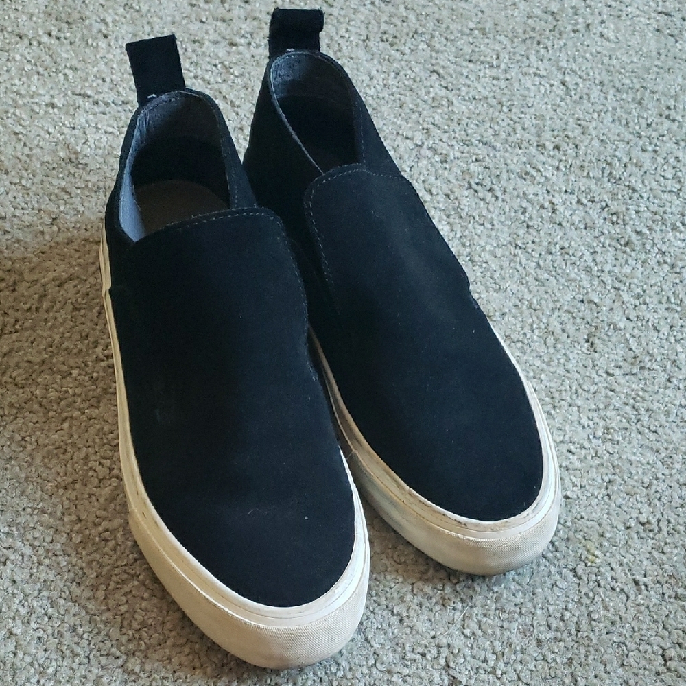 Seavees Womens Black Suede Sneakers Shoes